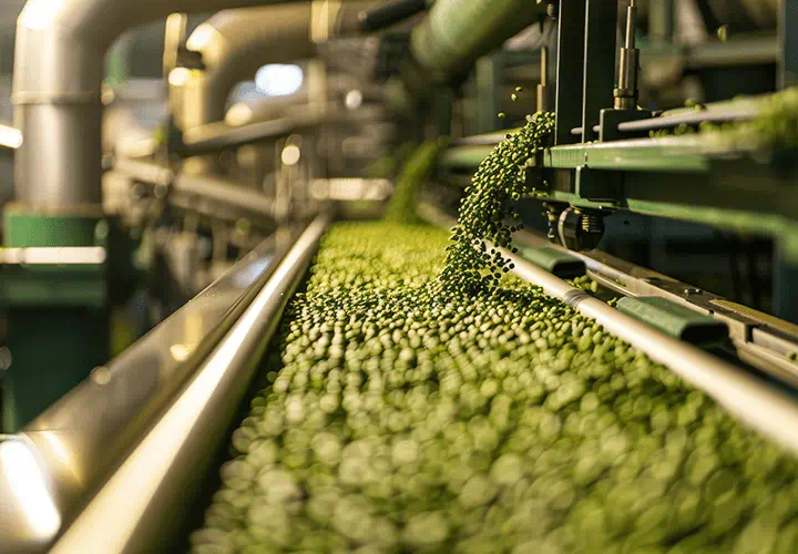 Rubber hoses for the transfer of bulk abrasive products for the food industry.