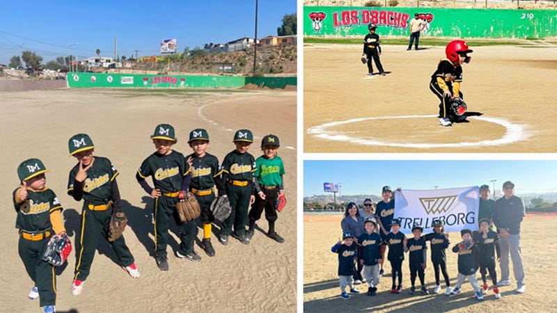 Trelleborg entrega uniformes a la liga infantil de béisbol de Tijuana