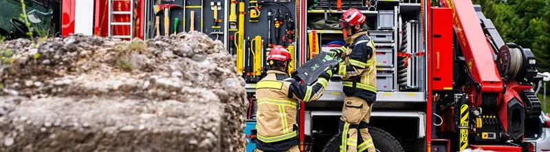 Firemen with a lifting bag